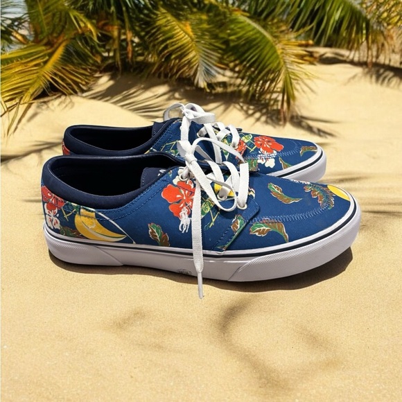 Polo by Ralph Lauren Faxon X Blue Floral Sneakers. Men’s Size 10.5 NWOB. - Picture 8 of 11